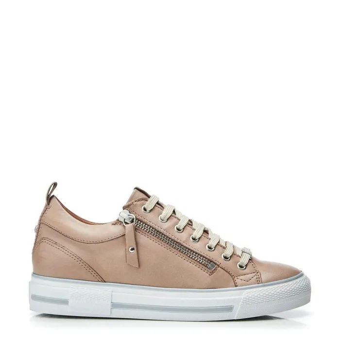 Women Moda In Pelle Wedge Trainers Brayleigh Taupe Leather