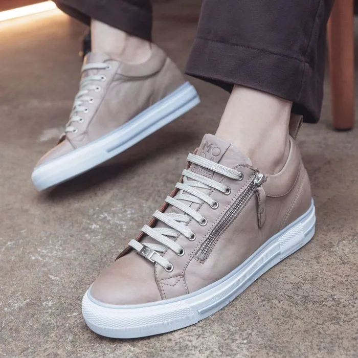Women Moda In Pelle Wedge Trainers Brayleigh Taupe Leather