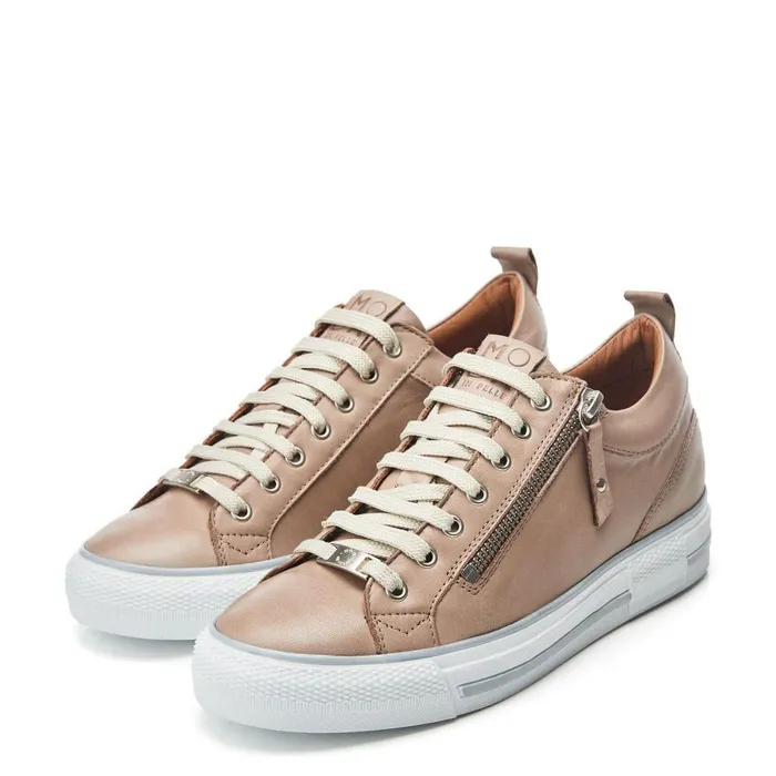 Women Moda In Pelle Wedge Trainers Brayleigh Taupe Leather
