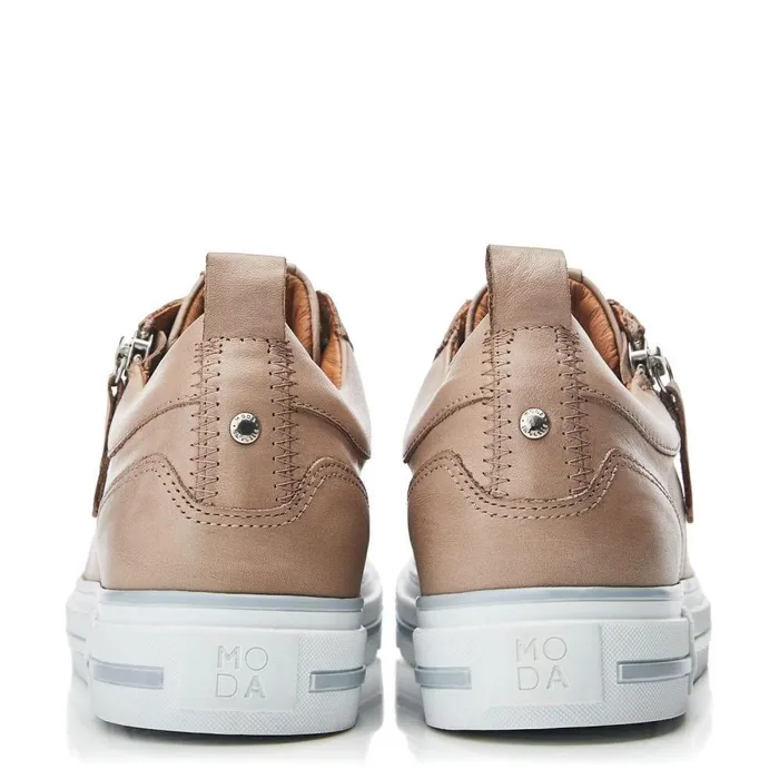 Women Moda In Pelle Wedge Trainers Brayleigh Taupe Leather