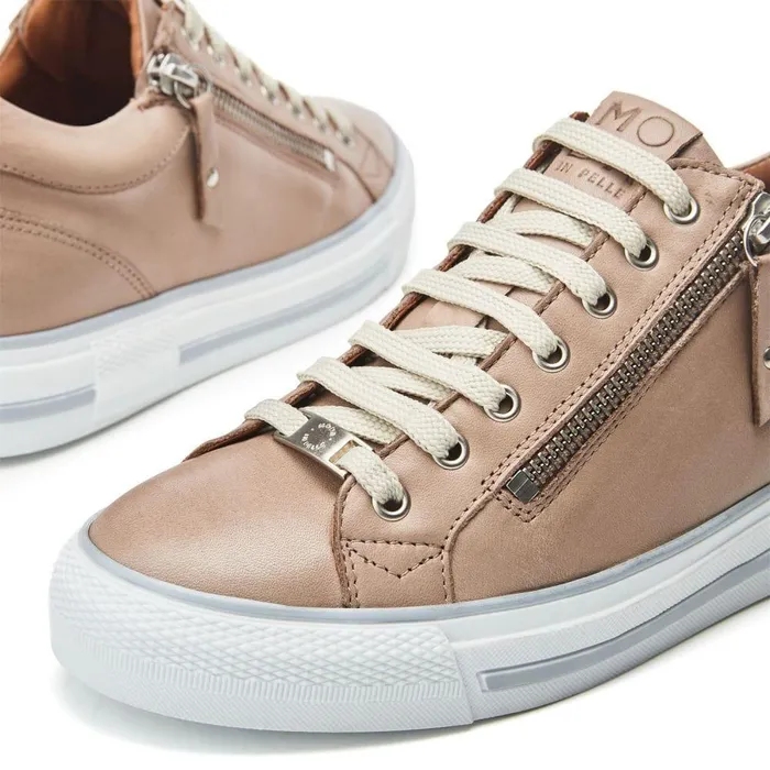 Women Moda In Pelle Wedge Trainers Brayleigh Taupe Leather