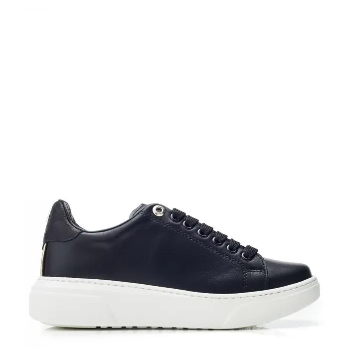 Women Moda In Pelle Wedge Trainers Brynn Black Leather