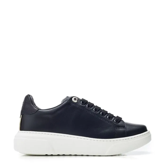 Women Moda In Pelle Wedge Trainers Brynn Black Leather