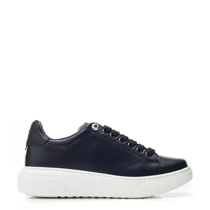 Women Moda In Pelle Wedge Trainers Brynn Black Leather