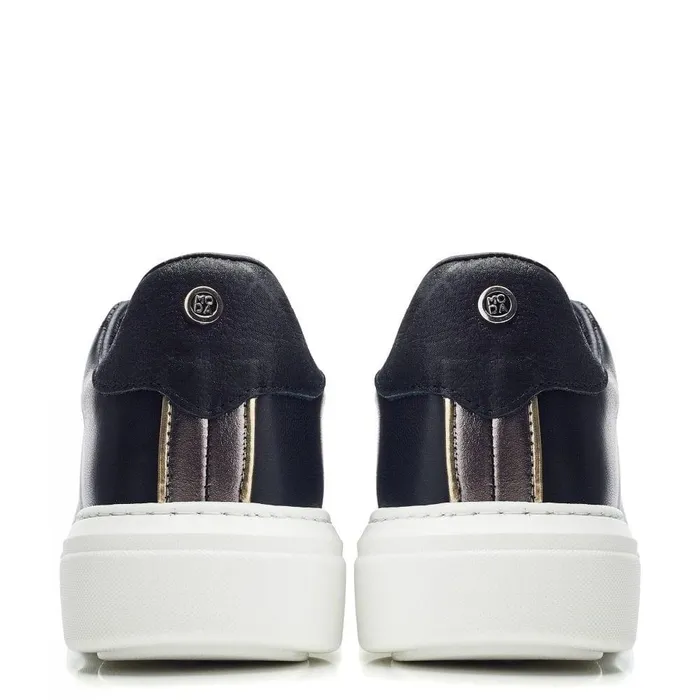 Women Moda In Pelle Wedge Trainers Brynn Black Leather