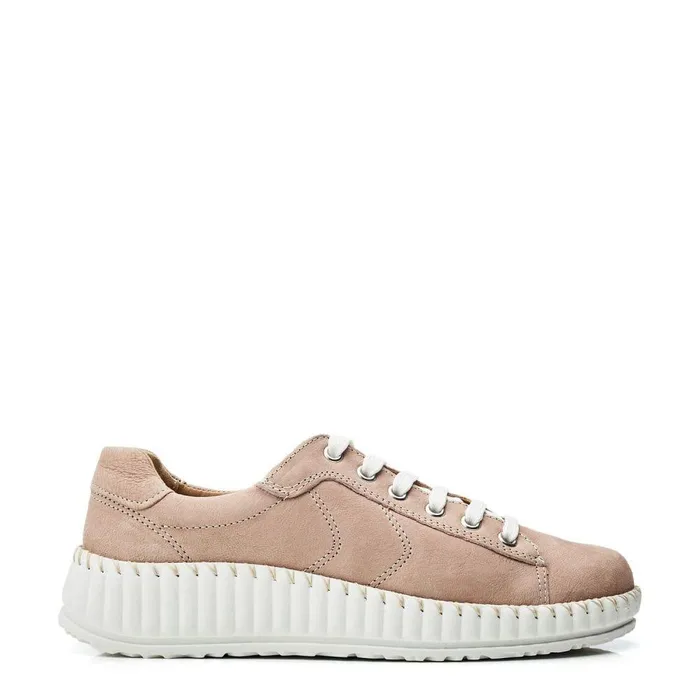 Women Moda In Pelle Wedge Trainers Shoon Sh Riyah Beige Leather
