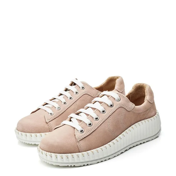 Women Moda In Pelle Wedge Trainers Shoon Sh Riyah Beige Leather