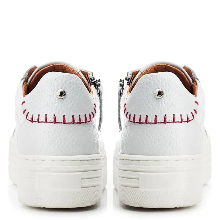 Women Moda In Pelle White Trainers Beaman White Pink Leather
