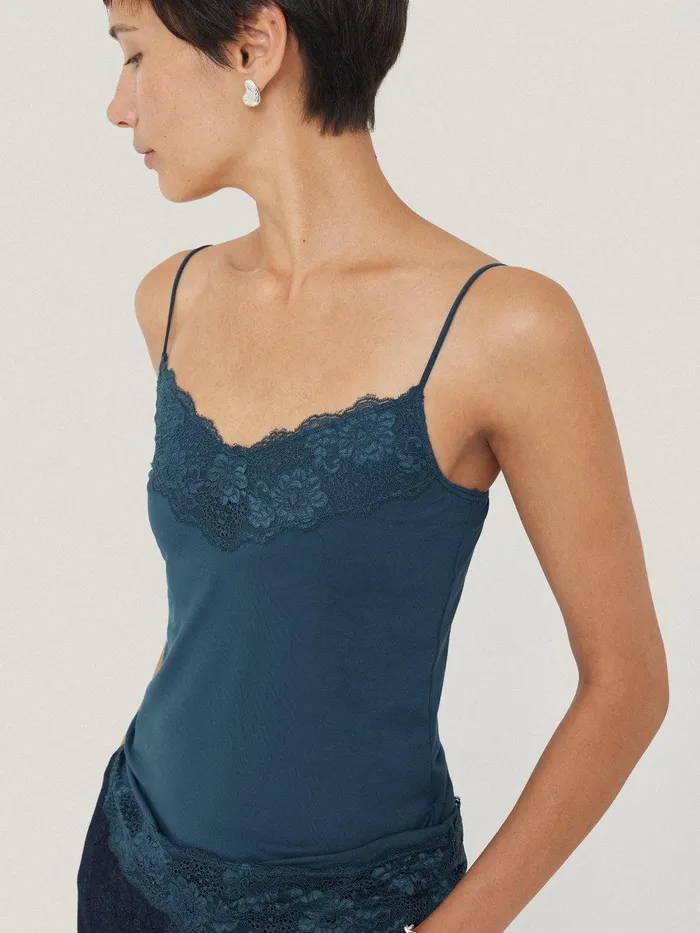 Women Modal Lace Vest Smoke Jigsaw Pyjamas and Loungewear