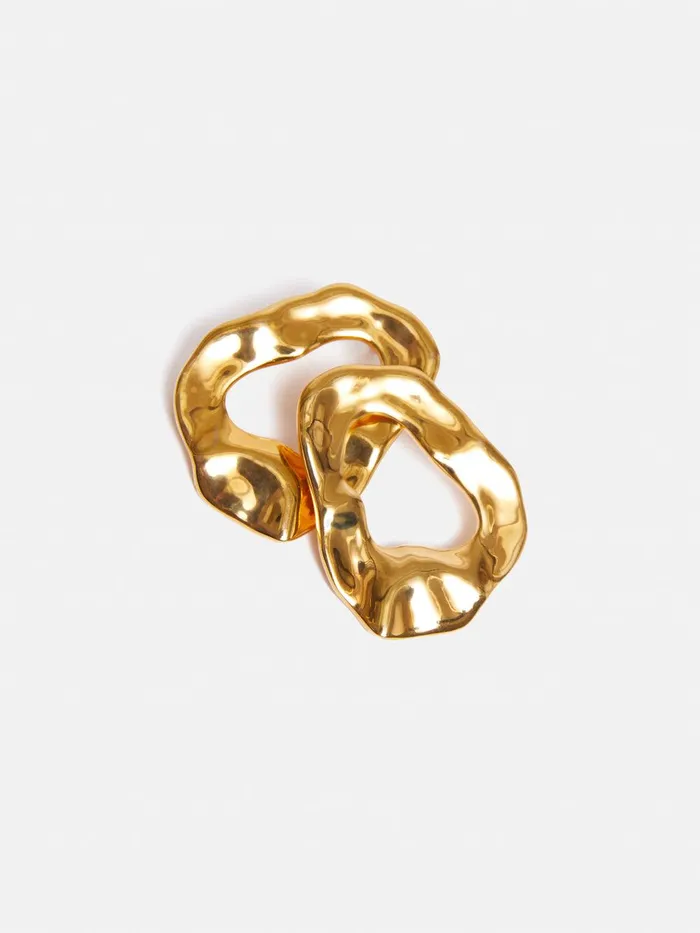 Women Molten Loop Stud Earring Gold Jigsaw Jewellery