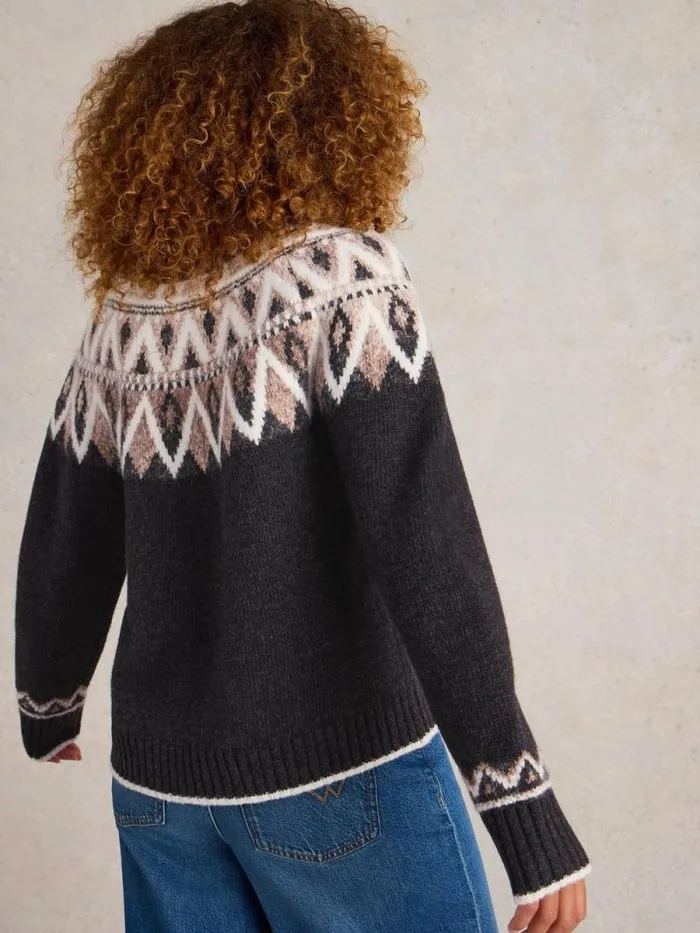 Women MONO FAIRISLE JUMPER Black Multi White Stuff Knitwear Women MONO FAIRISLE JUMPER Black Multi White Stuff Knitwear