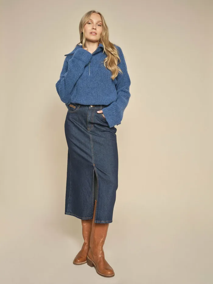 Women MOS MOSH MMMella Rinse Denim Skirt Dark Blue Skirts