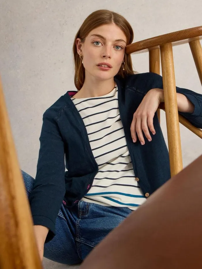 Women NARIA CARDI Dark Navy White Stuff Knitwear
