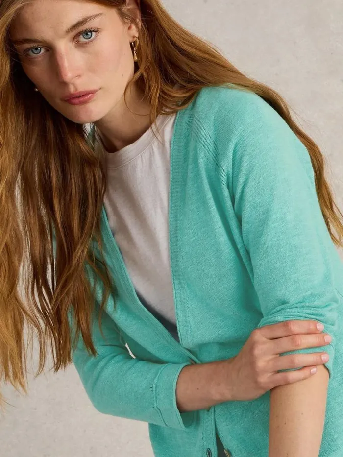 Women NARIA CARDI Mid Teal White Stuff Knitwear Women NARIA CARDI Mid Teal White Stuff Knitwear