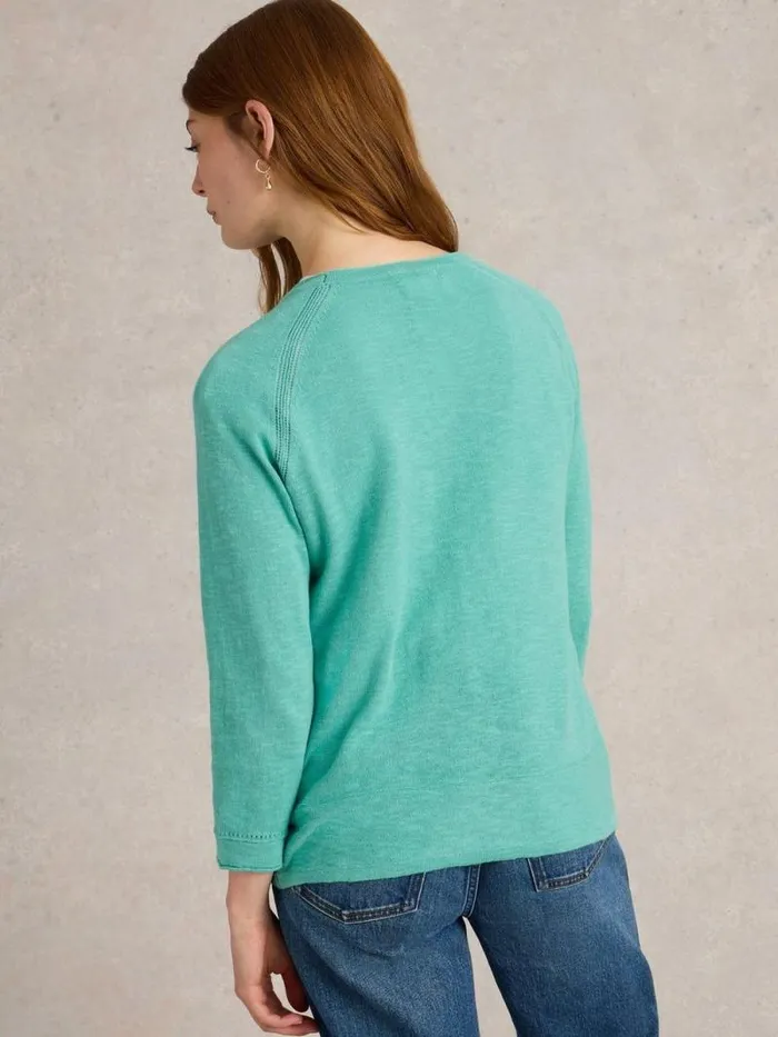 Women NARIA CARDI Mid Teal White Stuff Knitwear Women NARIA CARDI Mid Teal White Stuff Knitwear