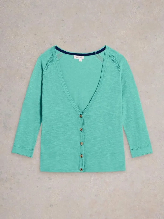 Women NARIA CARDI Mid Teal White Stuff Knitwear Women NARIA CARDI Mid Teal White Stuff Knitwear