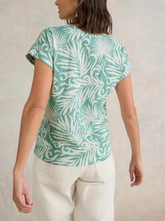 Women NELLY NOTCH NECK COTTON TEE Teal Print White Stuff Tops and Tees Women NELLY NOTCH NECK COTTON TEE Teal Print White Stuff Tops and Tees