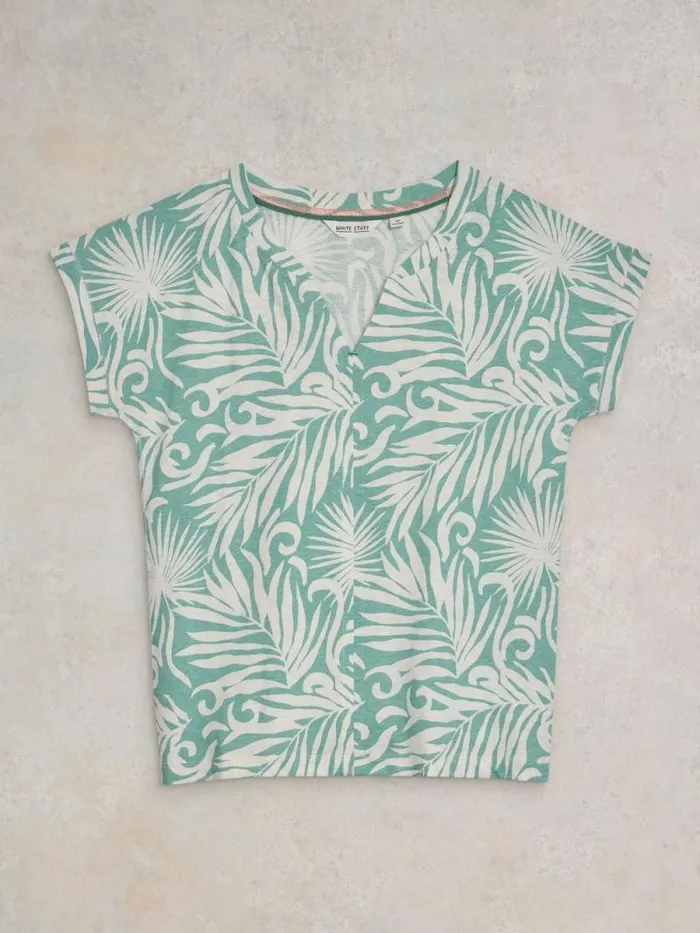Women NELLY NOTCH NECK COTTON TEE Teal Print White Stuff Tops and Tees Women NELLY NOTCH NECK COTTON TEE Teal Print White Stuff Tops and Tees