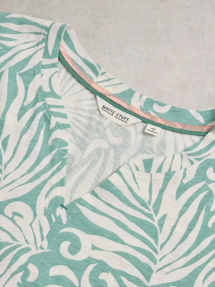 Women NELLY NOTCH NECK COTTON TEE Teal Print White Stuff Tops and Tees Women NELLY NOTCH NECK COTTON TEE Teal Print White Stuff Tops and Tees