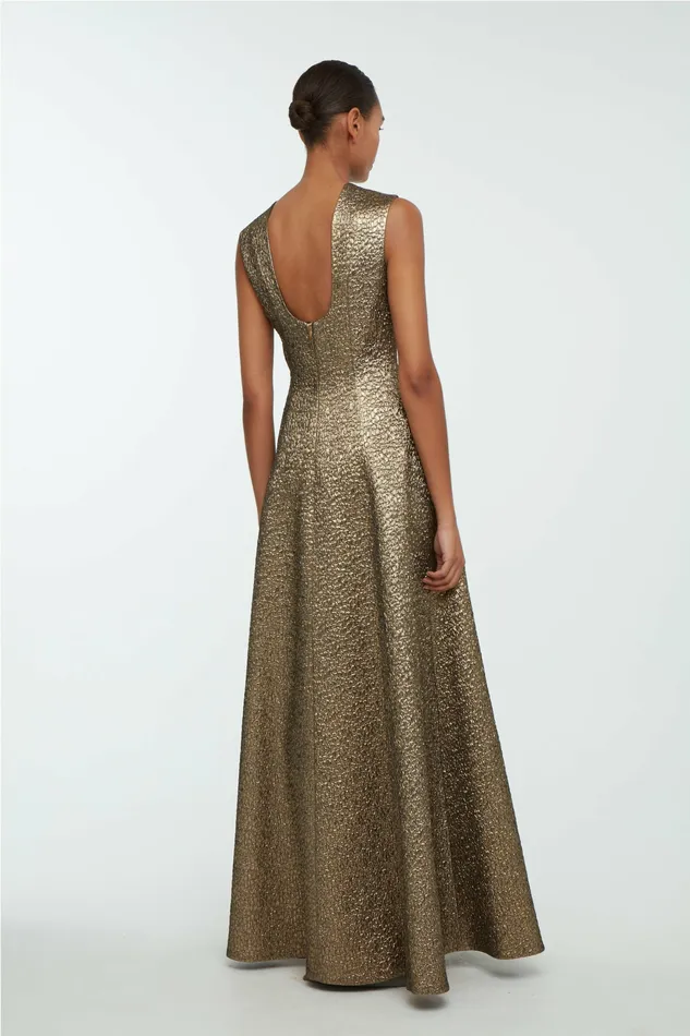 Women Nodin Dress In Gold Textured Jacquard Gowns Emilia Wickstead