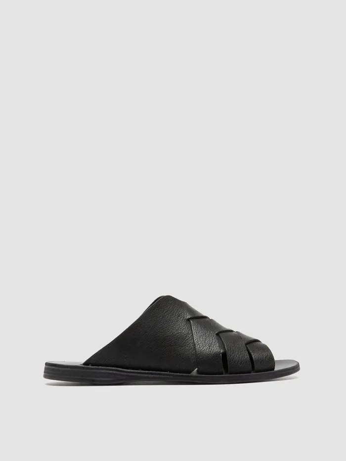 Women Officine Creative Footwear ITACA 049 Black Leather Slide Sandals