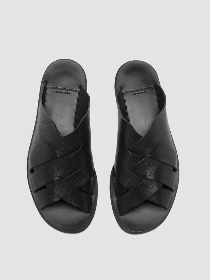 Women Officine Creative Footwear ITACA 049 Black Leather Slide Sandals