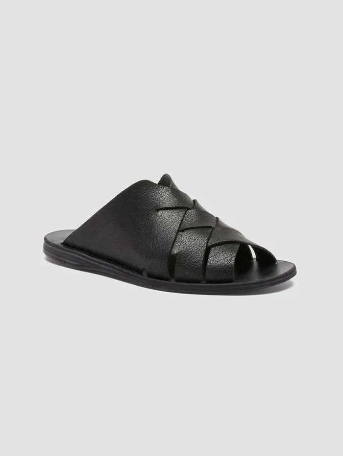 Women Officine Creative Footwear ITACA 049 Black Leather Slide Sandals