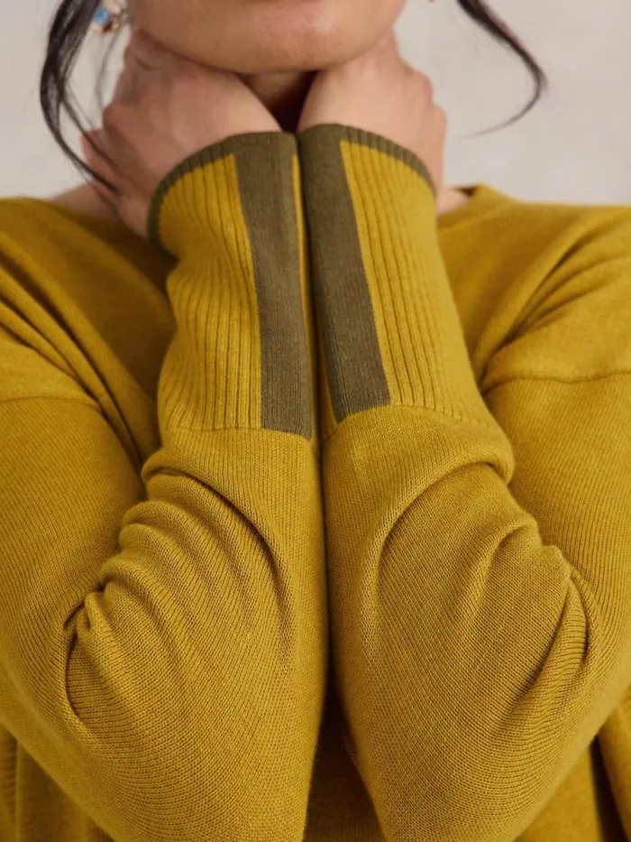 Women OLIVE CREW NECK COTTON JUMPER Mid Chartreuse White Stuff Knitwear