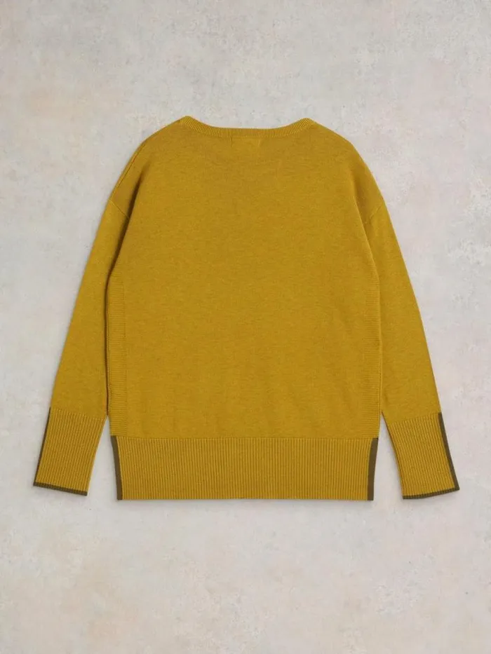 Women OLIVE CREW NECK COTTON JUMPER Mid Chartreuse White Stuff Knitwear