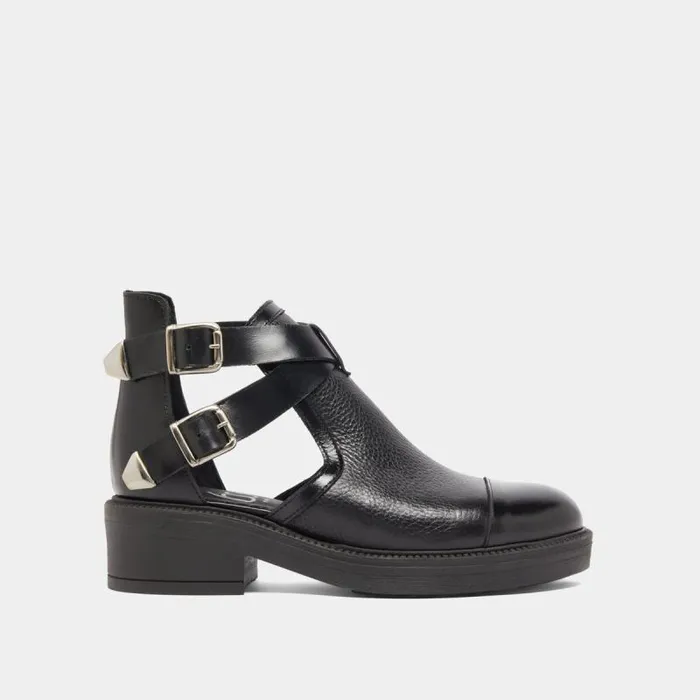 Women Opentoe Buckle Lowboots Black JONAK 60 Years