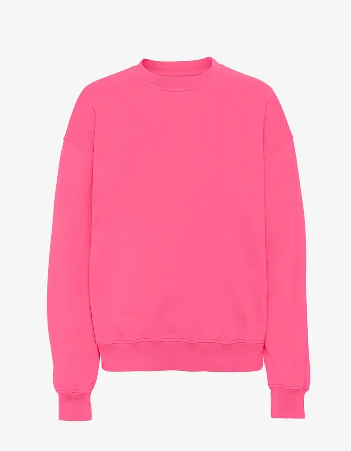 Women Organic Oversized Crew 8211 Bubblegum Pink Crewneck Sweatshirts Colorfulstandard