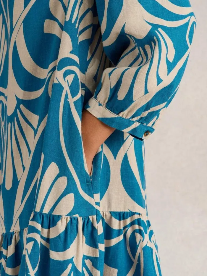 Women Otto Linen Blend Dress Blue Print White Stuff Dresses Women Otto Linen Blend Dress Blue Print White Stuff Dresses