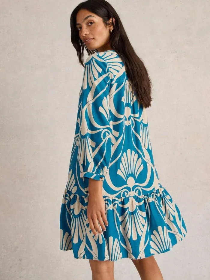 Women Otto Linen Blend Dress Blue Print White Stuff Dresses Women Otto Linen Blend Dress Blue Print White Stuff Dresses