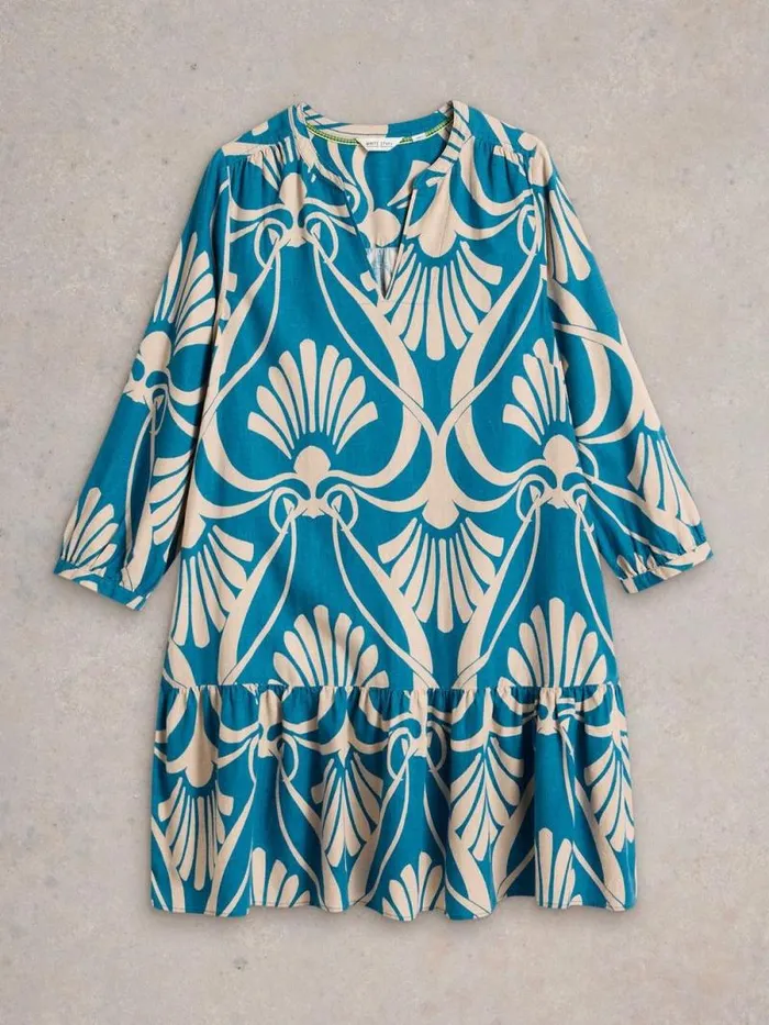 Women Otto Linen Blend Dress Blue Print White Stuff Dresses Women Otto Linen Blend Dress Blue Print White Stuff Dresses