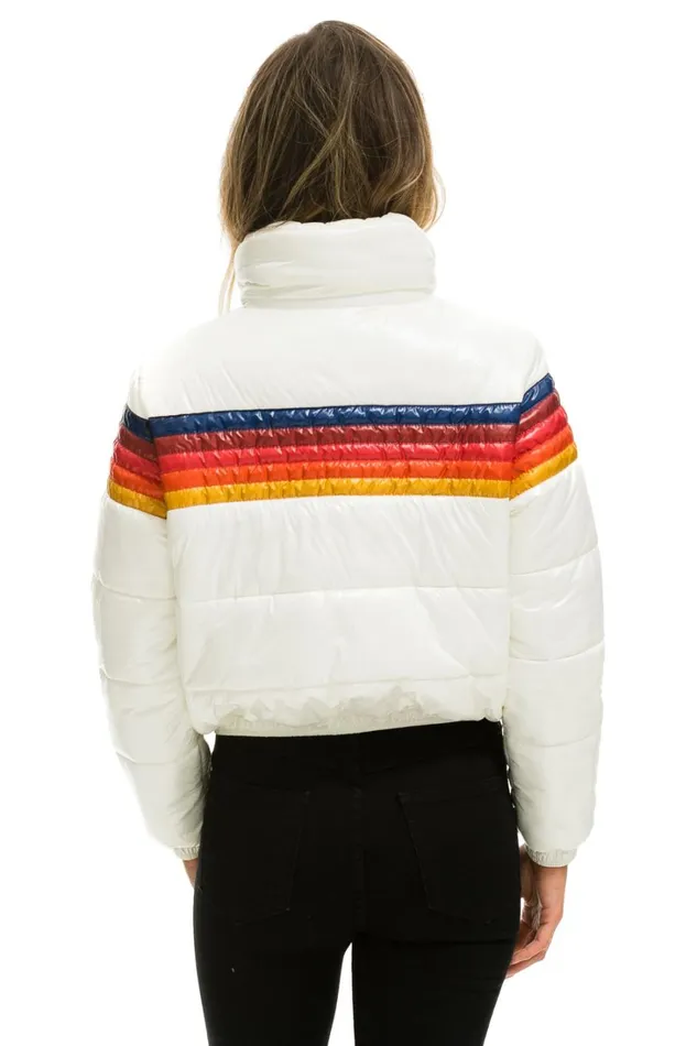 Women Outerwear Aviator Nation 5 STRIPE LUXE APRES PUFFER JACKET 8211 GLOSSY WHITE Women Outerwear Aviator Nation 5 STRIPE LUXE APRES PUFFER JACKET 8211 GLOSSY WHITE
