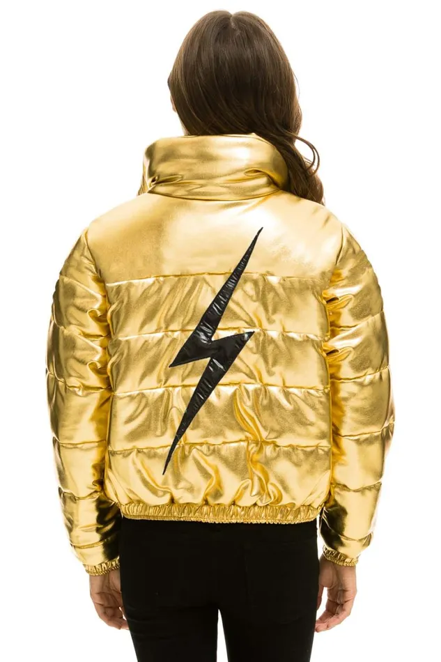 Women Outerwear Aviator Nation BOLT LUXE APRES PUFFER JACKET 8211 METALLIC GOLD