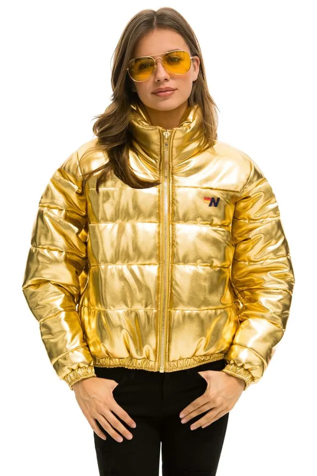 Women Outerwear Aviator Nation BOLT LUXE APRES PUFFER JACKET 8211 METALLIC GOLD