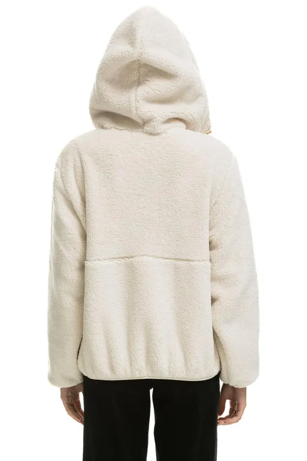 Women Outerwear Aviator Nation TEDDY APRES HOODED HALF ZIP JACKET 8211 VINTAGE WHITE Women Outerwear Aviator Nation TEDDY APRES HOODED HALF ZIP JACKET 8211 VINTAGE WHITE