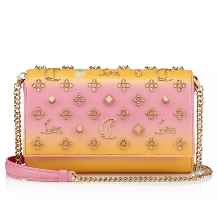 Women Paloma Clutch 8211 Gradient Calf Leather And Spikes Loubinthesky 8211 Degraftersun Christian Louboutin Shoulder Bags