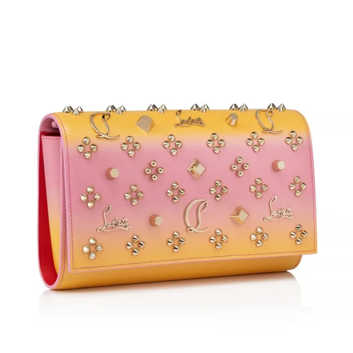 Women Paloma Clutch 8211 Gradient Calf Leather And Spikes Loubinthesky 8211 Degraftersun Christian Louboutin Shoulder Bags