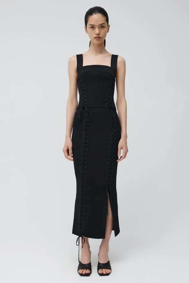 Women Pants and Bottoms Jonathan Simkhai Helix Skirt Black Midi Skirt