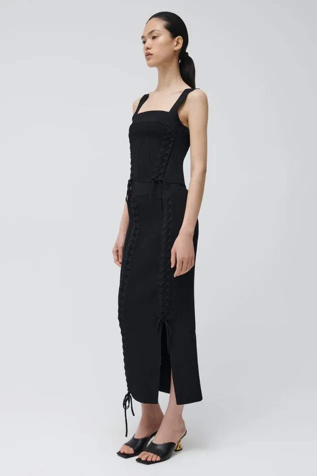 Women Pants and Bottoms Jonathan Simkhai Helix Skirt Black Midi Skirt