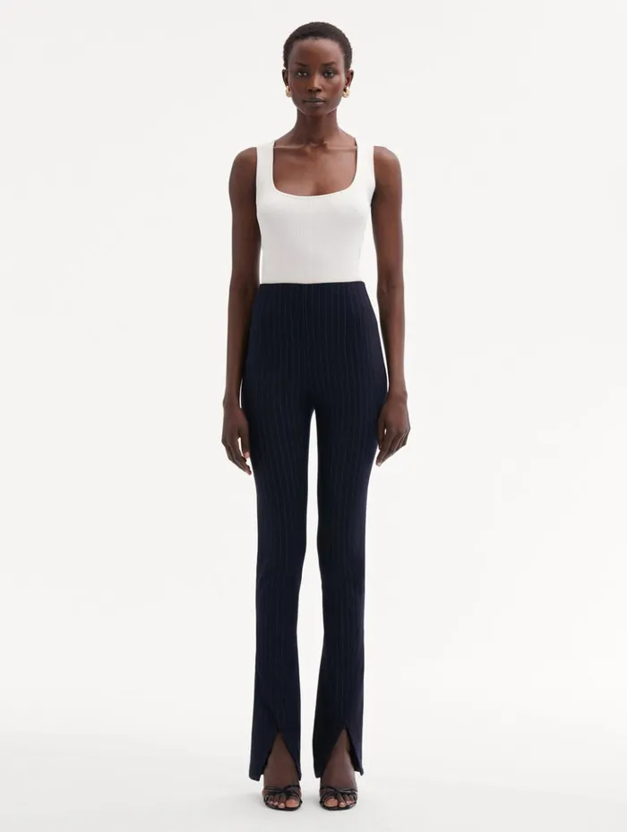 Women Pants and Skirts Oscar De La Renta Pinstriped Pant Navy and White