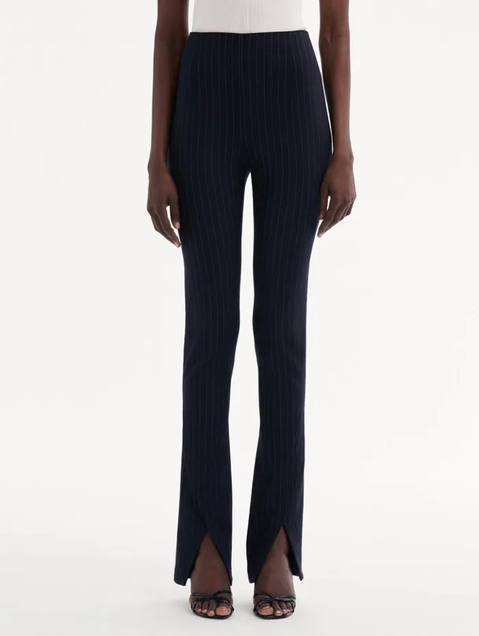 Women Pants and Skirts Oscar De La Renta Pinstriped Pant Navy and White