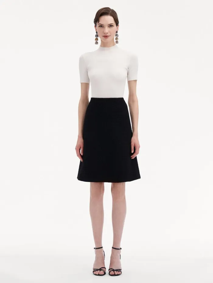 Women Pants and Skirts Oscar De La Renta Wool Tweed Skirt Black Women Pants and Skirts Oscar De La Renta Wool Tweed Skirt Black