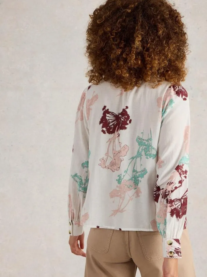 Women Pauline Frill Neck Top Ivory Multi White Stuff Shirts and Blouses