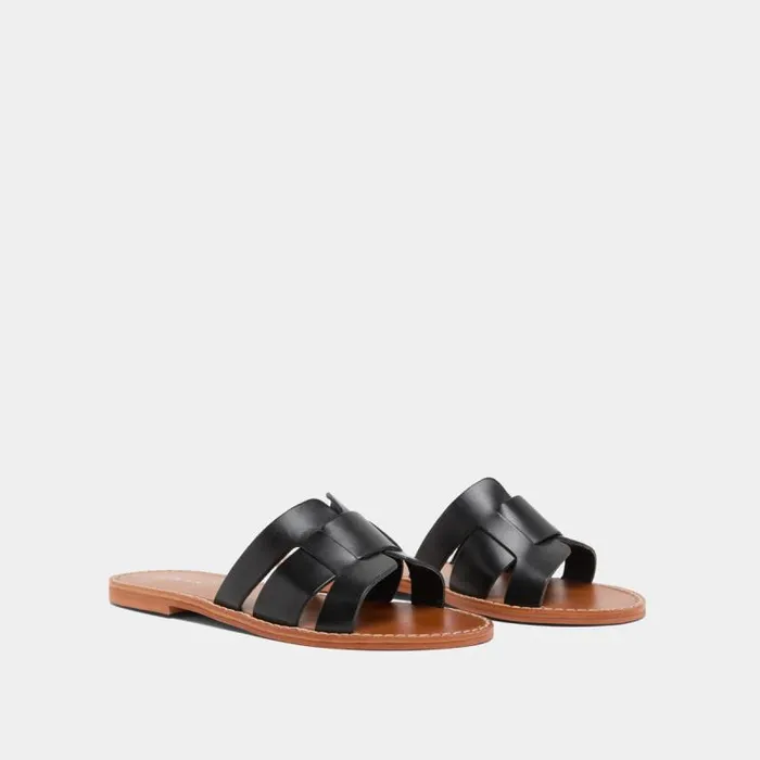 Women Plagettes With Wide Straps Black JONAK Beach Sandals