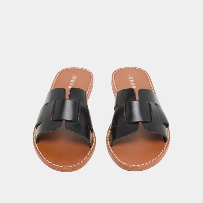 Women Plagettes With Wide Straps Black JONAK Beach Sandals