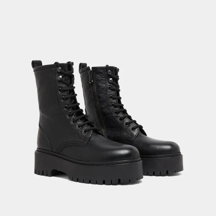 Women Platform Boots With Laces Black JONAK Ankle Boots Lowboots