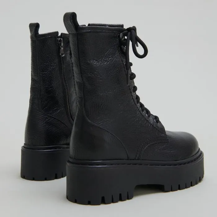 Women Platform Boots With Laces Black JONAK Ankle Boots Lowboots